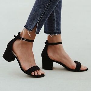 Lulus Harper Black Suede Ankle Strap Heels - Size 11